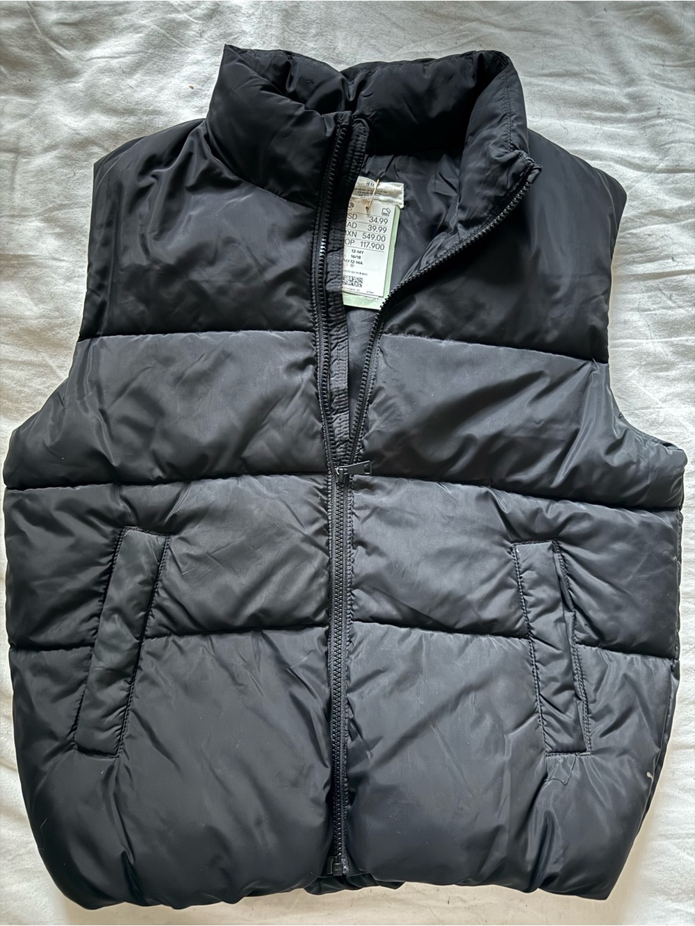 H&M Black Quilted Puffer Vest - Children Sleeveless Insulated Vest